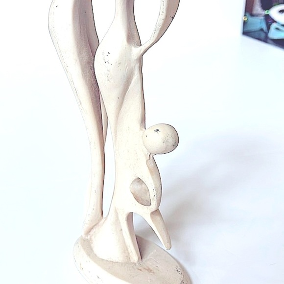 Abstract Sculpture Family Father Mother Child White Soapstone Resin Art Decor - Picture 7 of 9